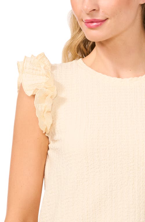 Cece Ruffle Sleeve Textured Knit Top In Lemon Drop