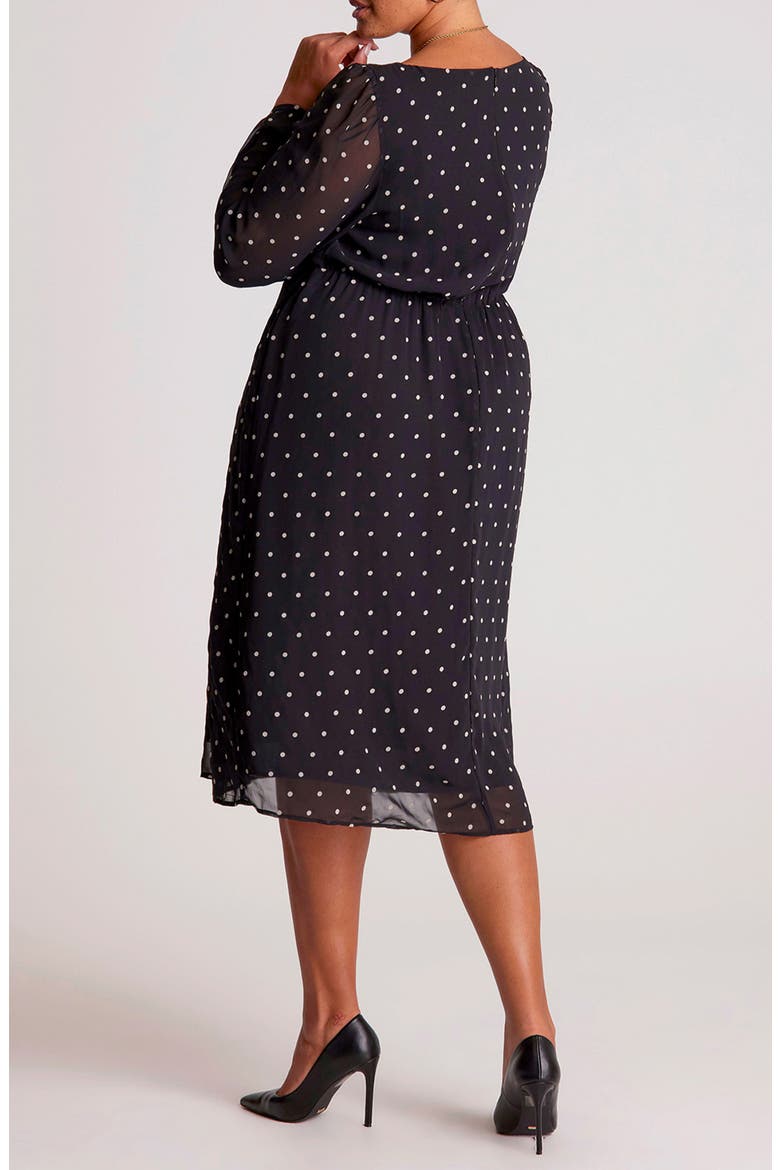 Sable Polka Dot Midi Dress, Alternate, color, BLACK POLKA