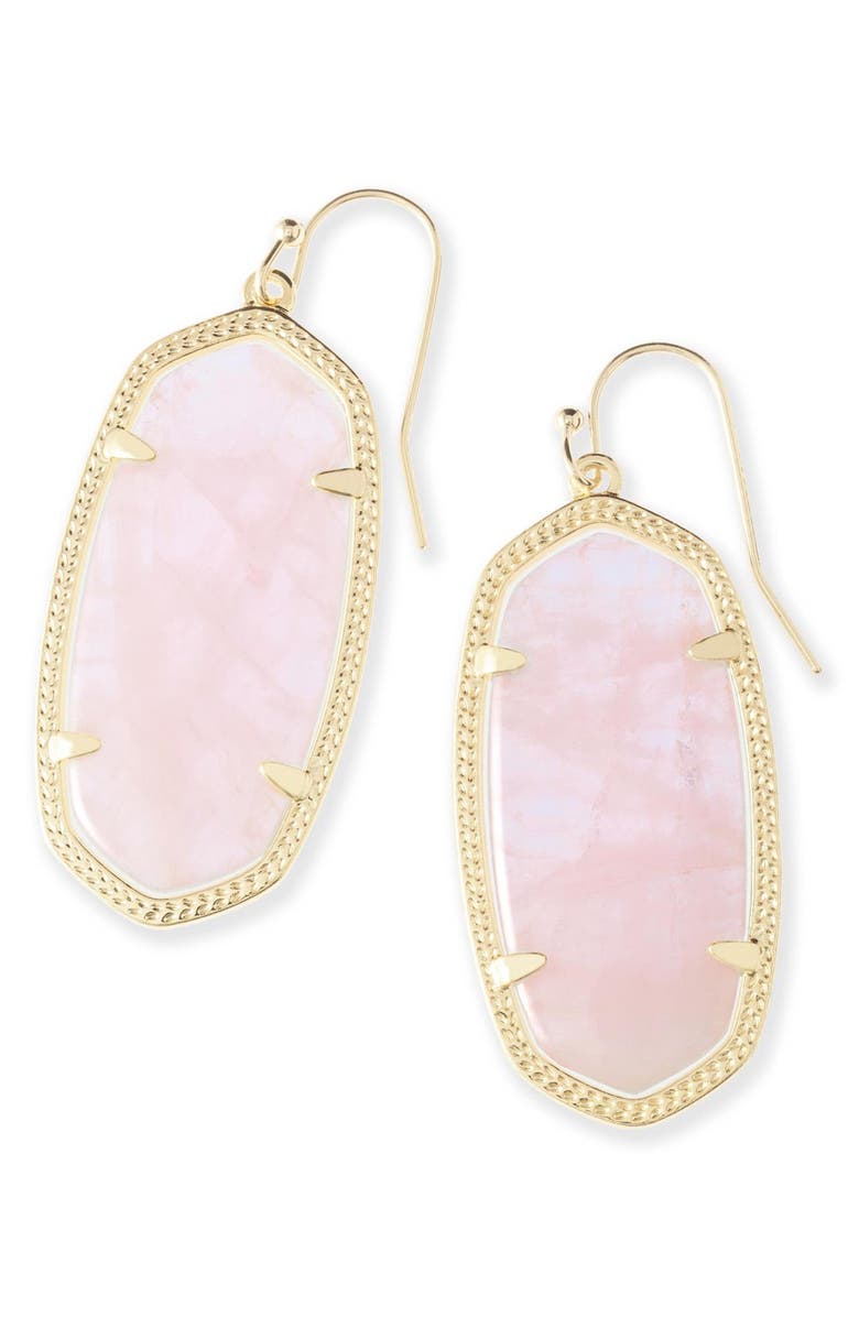 Kendra Scott Elle Filigree Drop Earrings, Main, color, Rose Quartz/ Gold