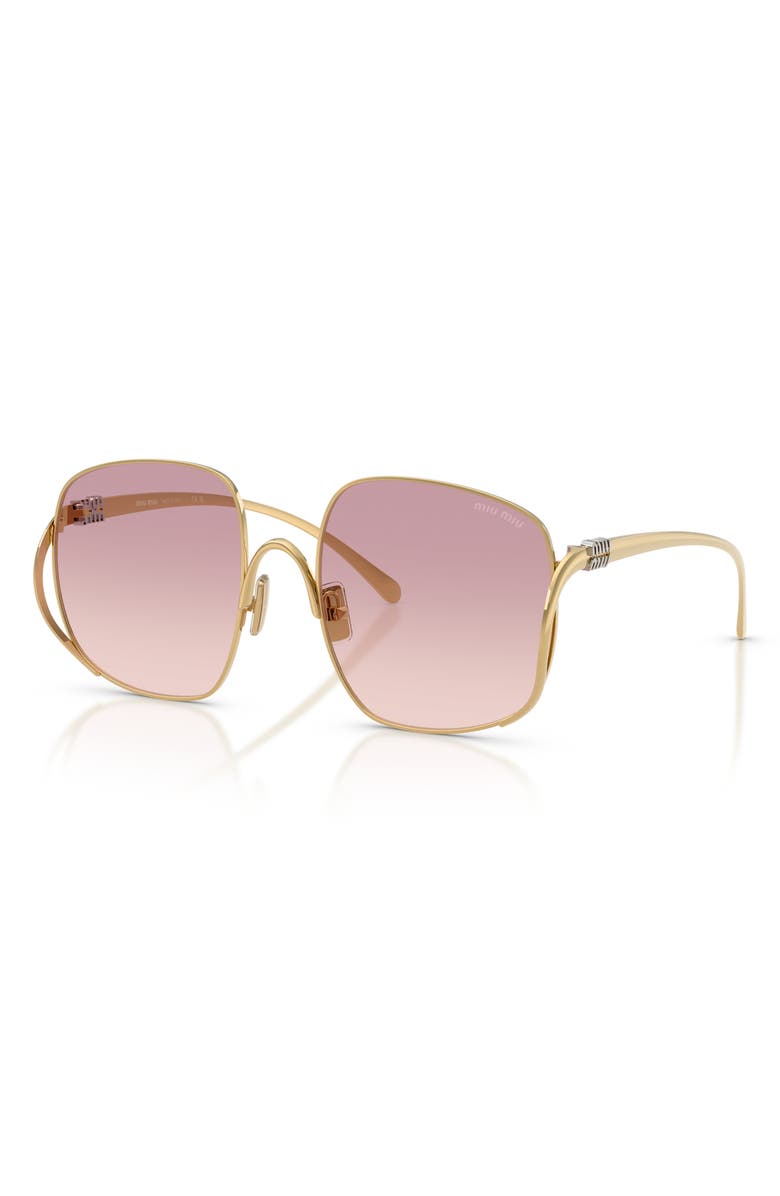Miu Miu MU A57S 57mm Gradient Square Sunglasses, Alternate, color, Gold/ Brown/ Dark Violet