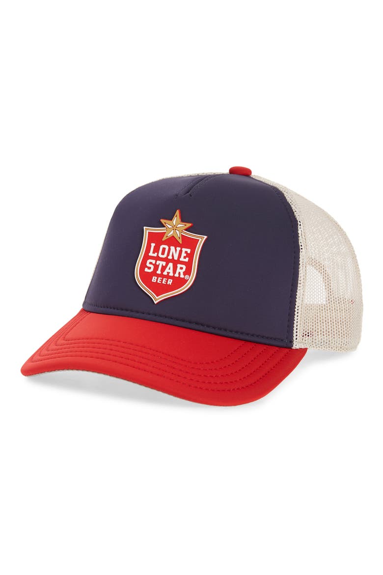 Riptide Valin Lone Star Trucker Hat, Main, color, IVORY-NAVY-RED