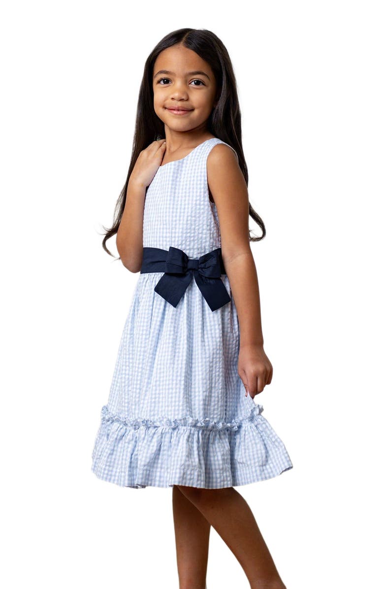 Hope & Henry Girls' Organic Cross Back Party Dress, Kids, Alternate, color, Classic Blue Gingham