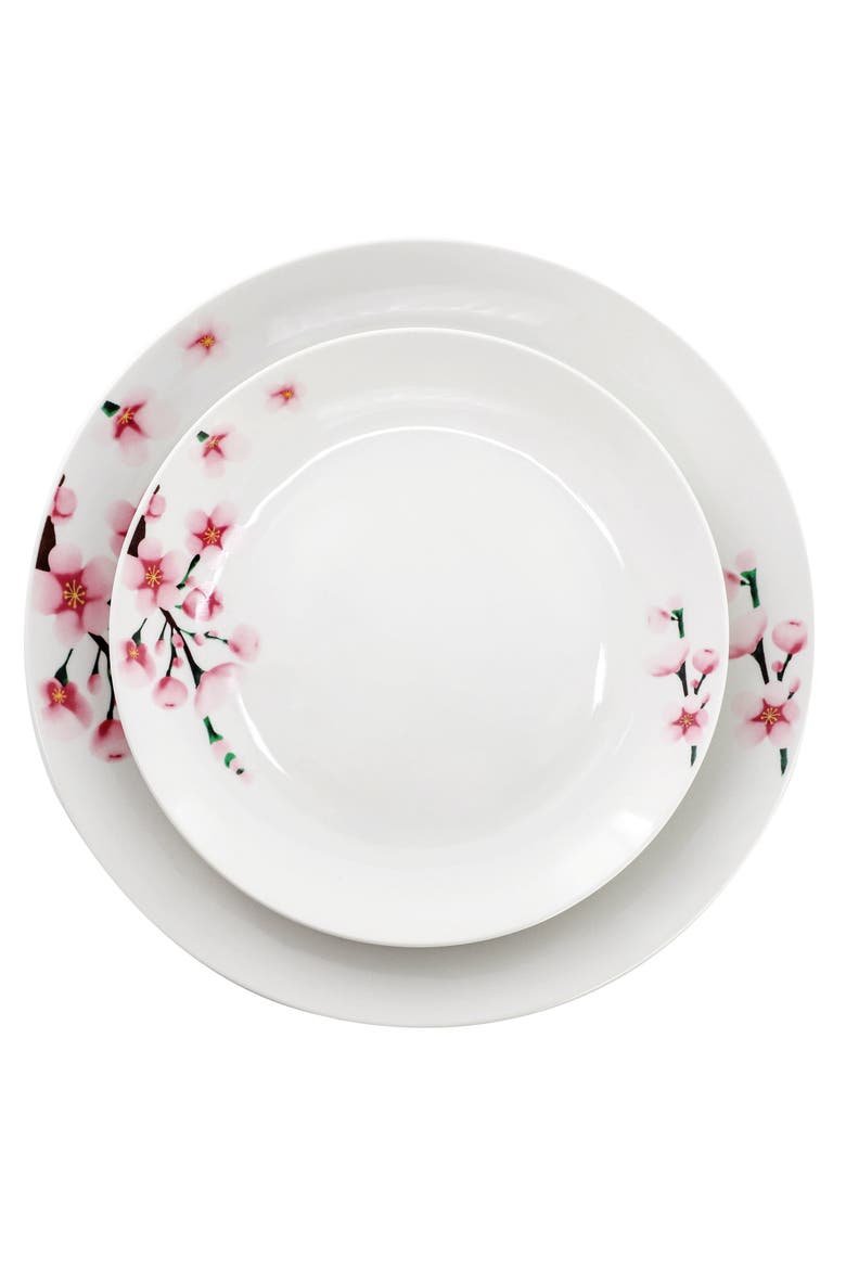 Tamara 16 Piece Porcelain Double Bowl Dinnerware Set, Alternate, color, White