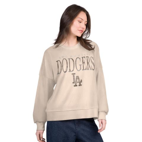Women's G-III 4Her by Carl Banks Sand Los Angeles Dodgers Oversized Vet II Sweatshirt