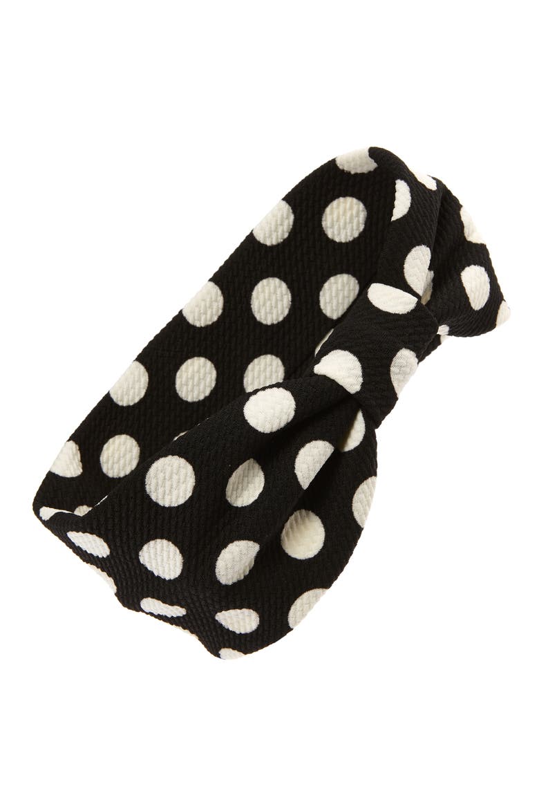 Polka Dot Head Wrap, Main, color, BLACK