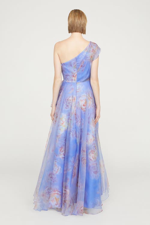 Theia Augusta One Shoulder Gown In Blue