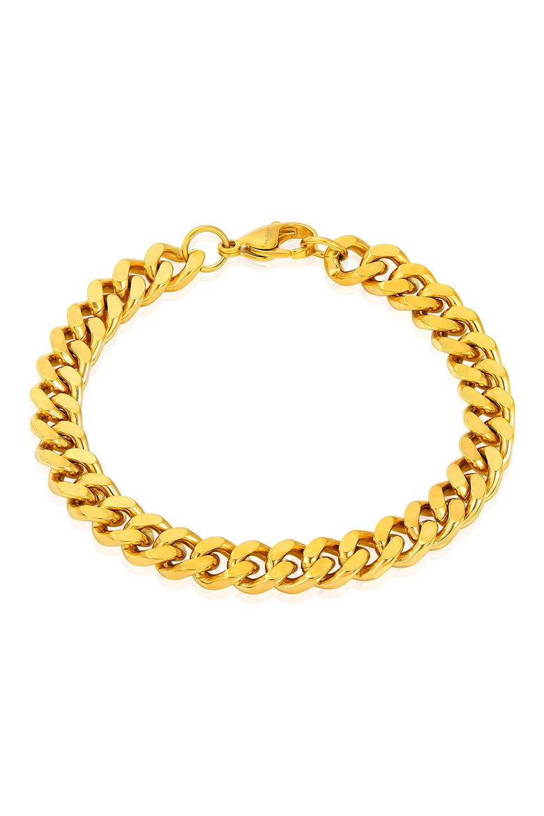 Mens' 8.5mm Curb Chain Link Bracelet, Main, color, GOLD