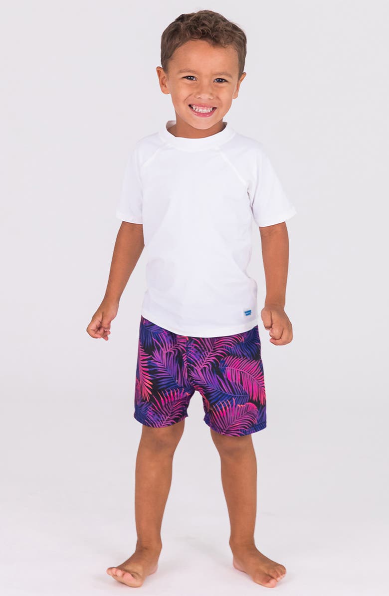 RuggedButts Kids' Palm Print Swim Trunks, Alternate, color,