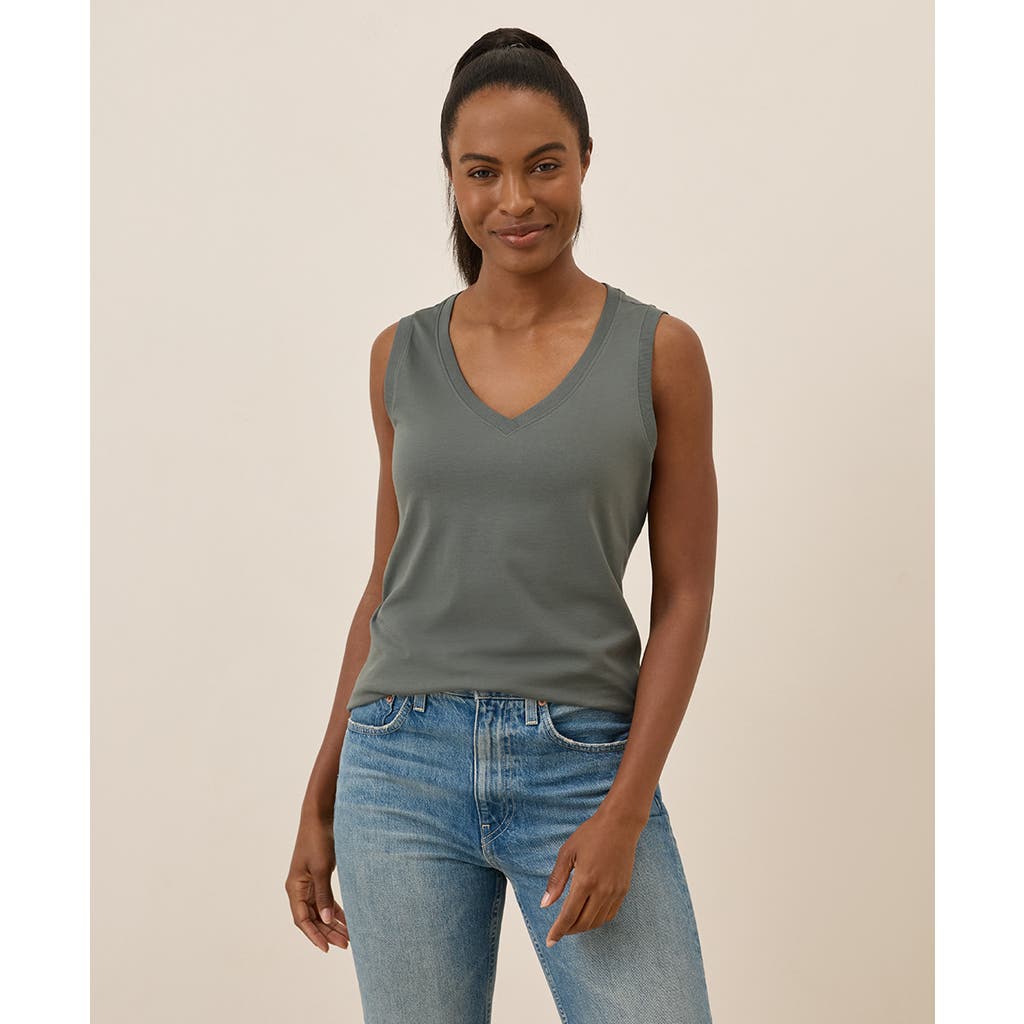 Pact Organic Cotton Softspun V-neck Tank In Gray