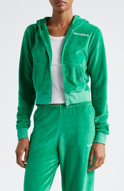 Health Cotton Velour Graphic Zip-Up Hoodie