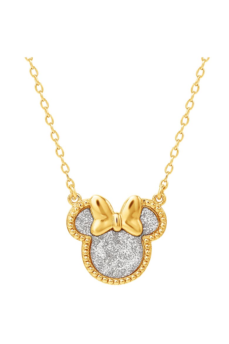 Minnie Mouse Necklace for Women, Glitter Paper Minnie Pendant, Main, color, Metallic Gold