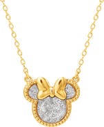 Disney Minnie Mouse Necklace for Women, Glitter Paper Minnie Pendant