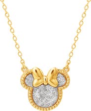 Disney Minnie Mouse Necklace for Women, Glitter Paper Minnie Pendant