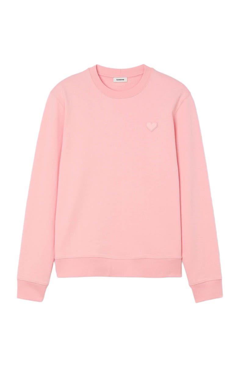SANDRO Heart patch crewneck, Alternate, color, Baby Pink
