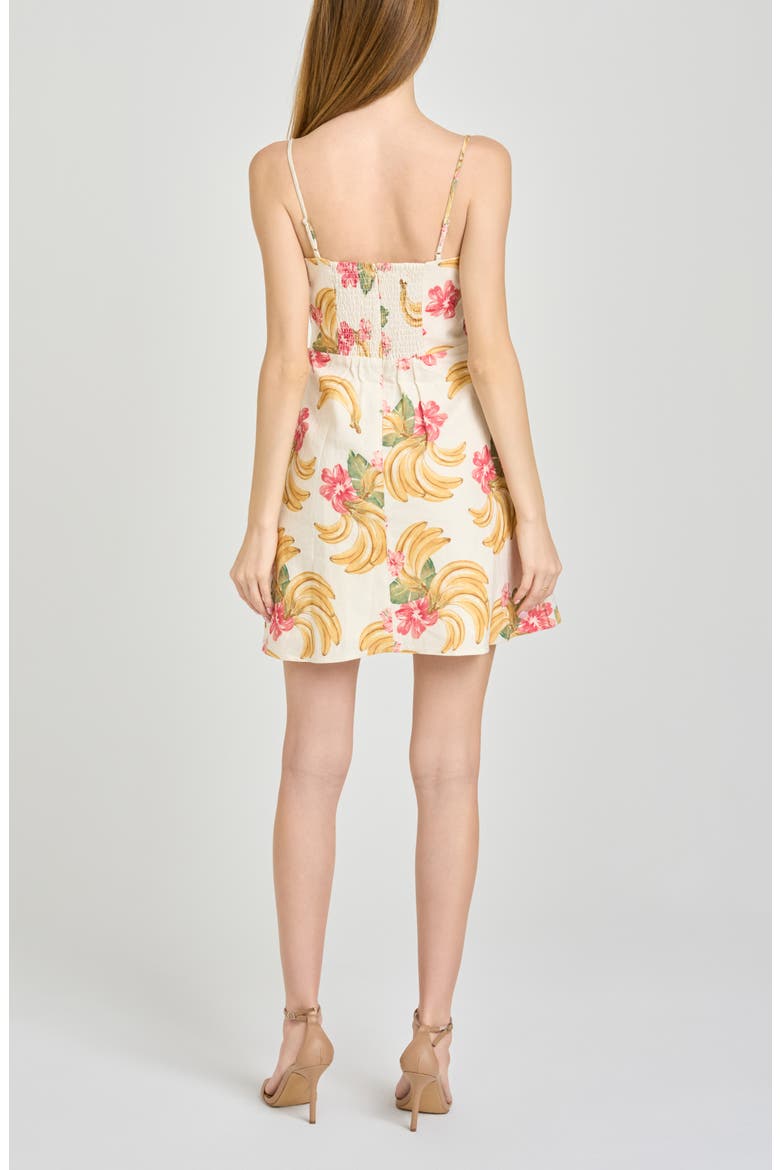Havana Fruit Print Linen Blend Minidress, Alternate, color, CREAM BANANAS