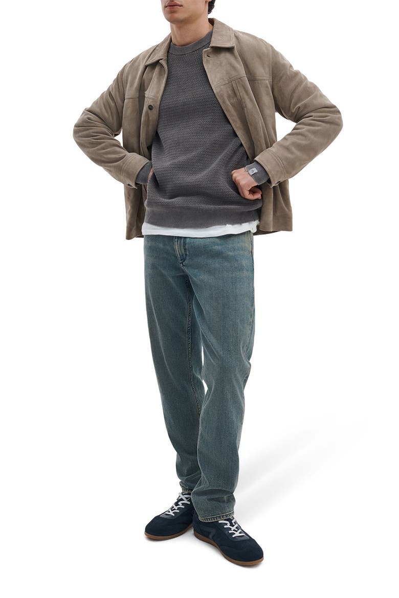 Caden Washed Cotton Blend Sweater, Alternate, color, CHARCOAL GREEN
