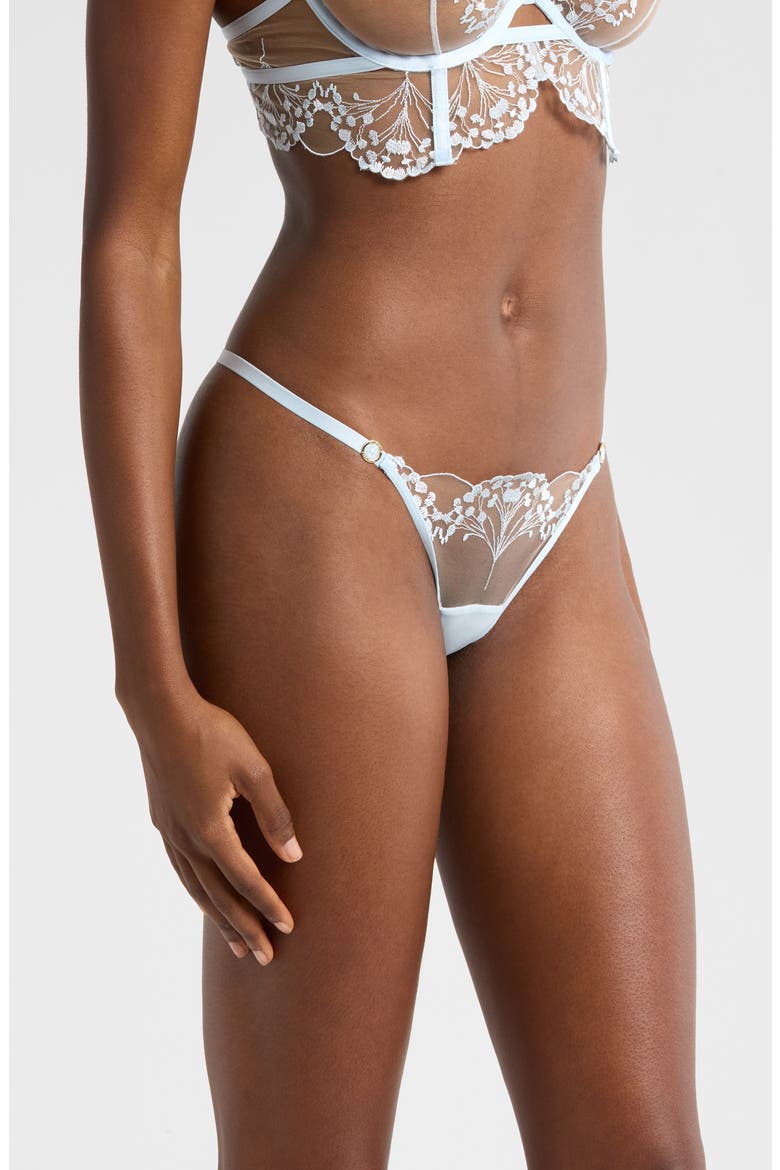 Marisa Embroidered Mesh Thong, Alternate, color, ICE WATER BLUE/ SHEER