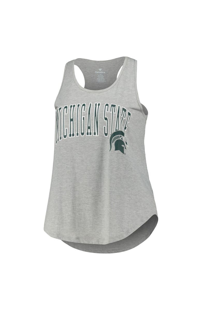 PROFILE Women's Profile Heather Gray Michigan State Spartans Arch Logo Racerback Scoop Neck Tank Top, Alternate, color, Heather Gray