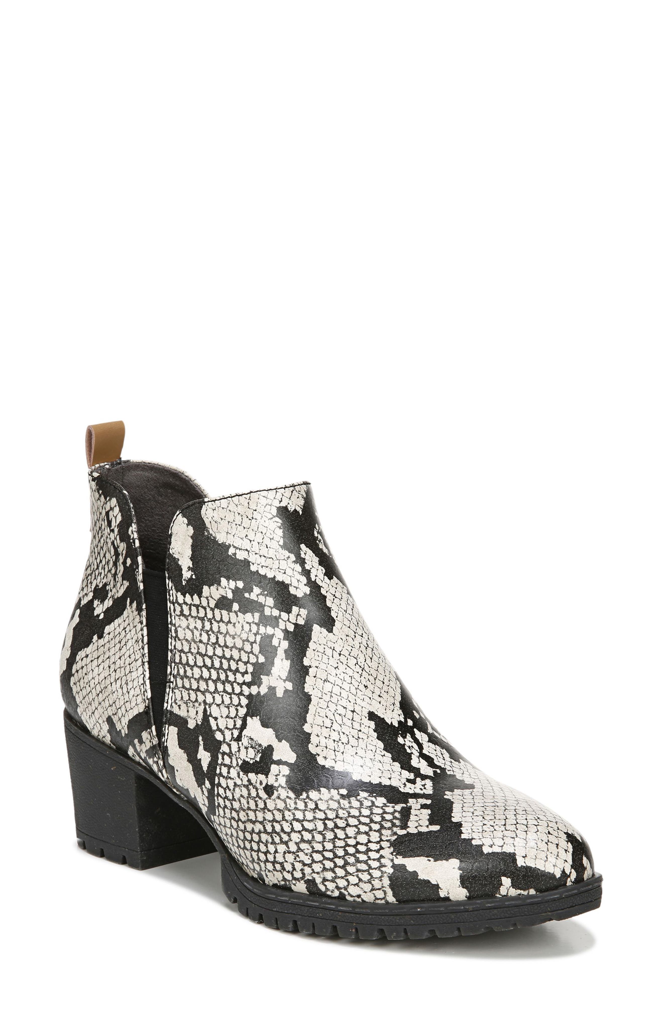Original Collection 'London' Block Heel Bootie, Main, color, BLACK/ WHITE FAUX LEATHER