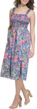 Kensie Smocked Midi Dress