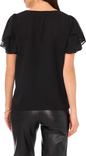 Vince Camuto V-Neck Tulip Sleeve Chiffon Top | Nordstrom