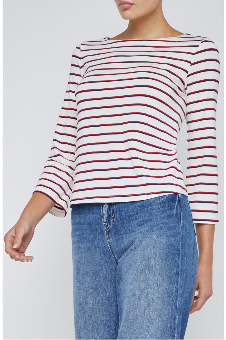 Lucille Stripe Boat Neck Top, Alternate, color, RED/ NAVY/ WHITE STRIPE