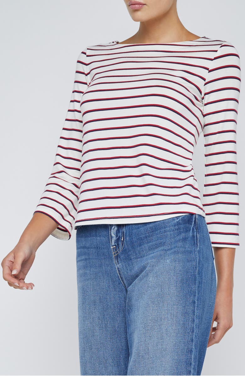 L'AGENCE Lucille Stripe Boat Neck Top, Alternate, color, 