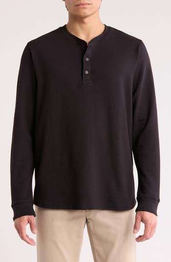 James Campbell Farle Knit Henley in Black at Nordstrom Rack, Size Large