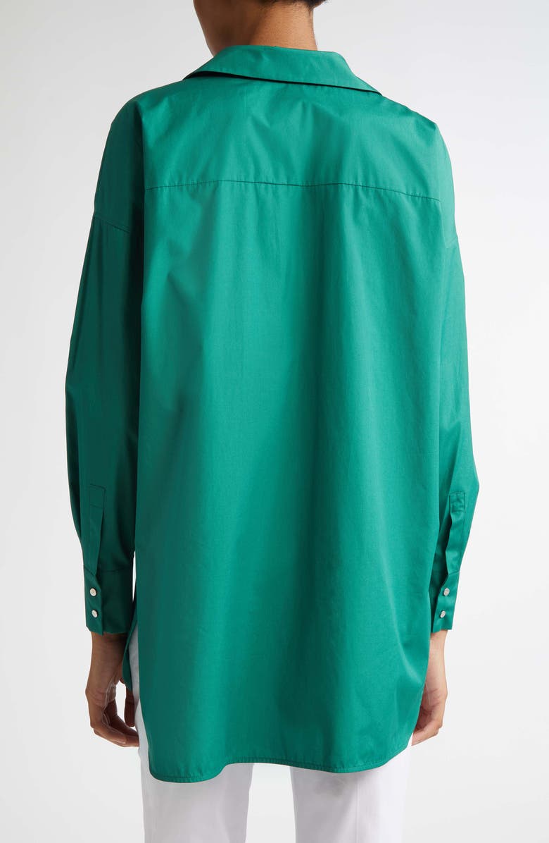Max Mara Studio Odino Oversize Cotton Button-Up Shirt, Alternate, color, Emerald