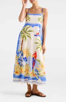 Bianca Mixed Print Linen Blend Dress