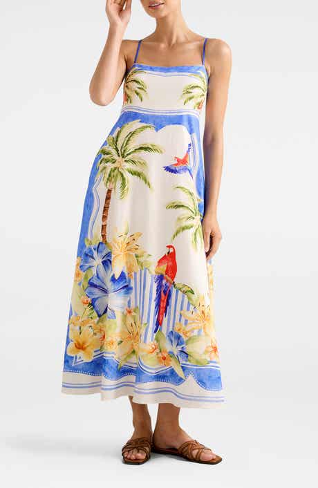 Bianca Mixed Print Linen Blend Dress