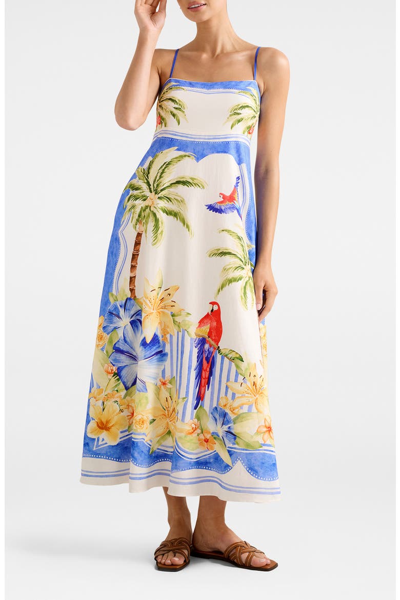printed linen blend dress Universal Standard Plus Size Sunshower Flowy Linen Dress