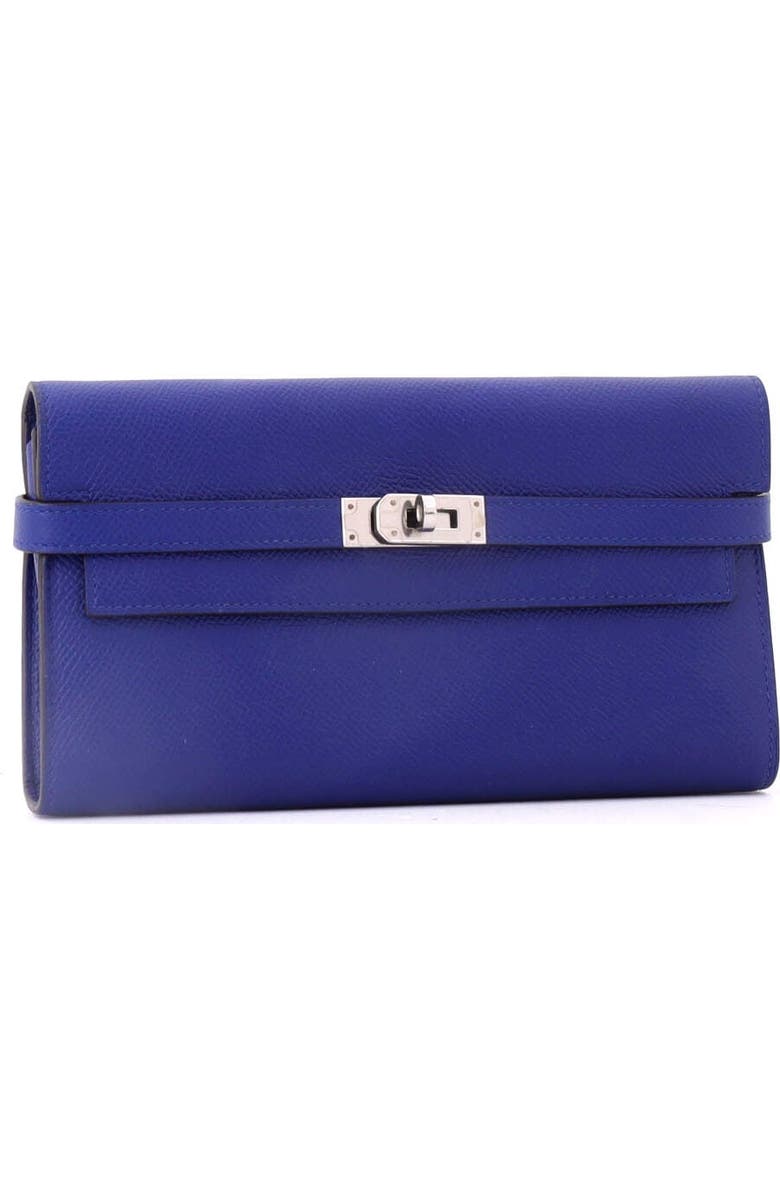 Pre-Owned Hermes Kelly Wallet Epsom Long, Alternate, color, Bleu Electrique