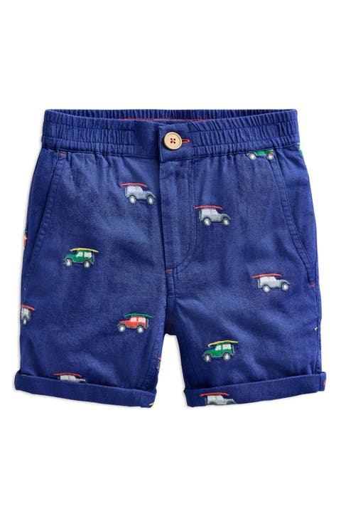Kids' Dune Buggy Embroidered Cotton & Linen Smart Roll-Up Shorts (Toddler, Little Kid & Big Kid)