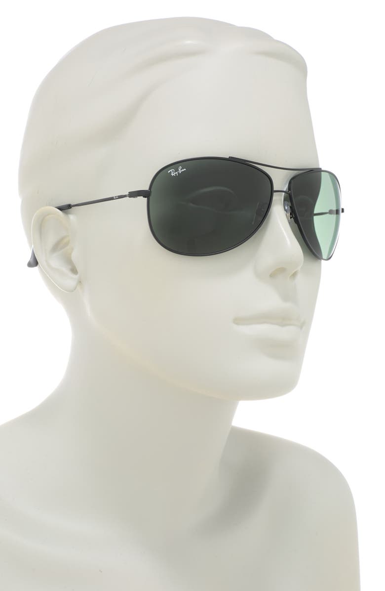 Ray-Ban 63mm Aviator Sunglasses, Alternate, color, Matte Blk