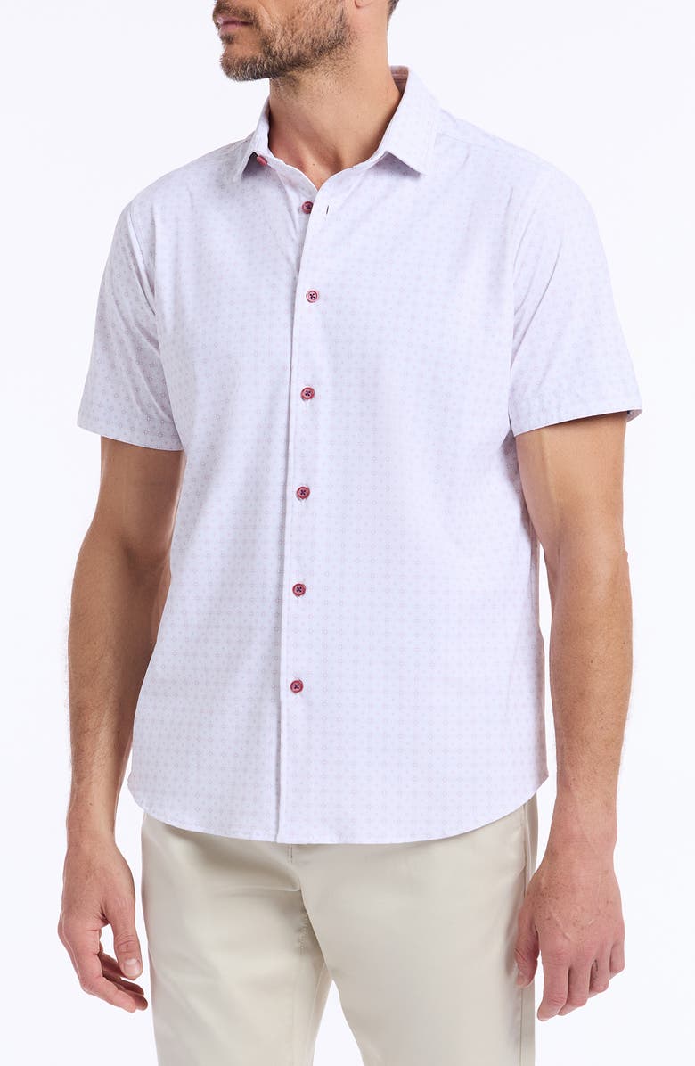 Robert Graham Brompton Knit Short Sleeve Button-Up Shirt, Alternate, color, Lilac