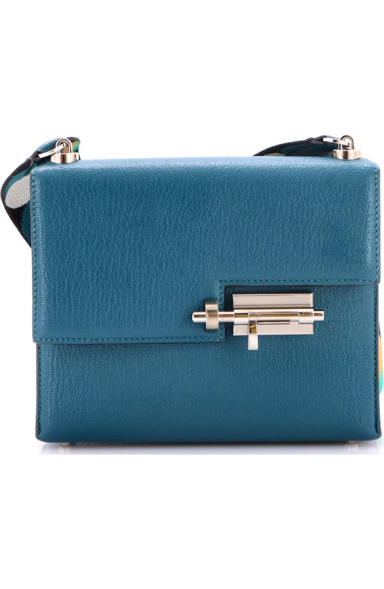 Pre-Owned Hermes Verrou Bag Chevre Mysore and Canvas Mini, Main, color, Vert Bosphore