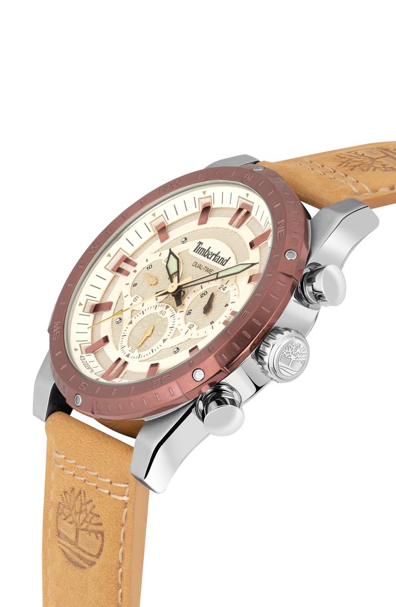 Timberland Fitzwilliam Multifunction Leather Strap Watch, 46mm, Alternate, color, 