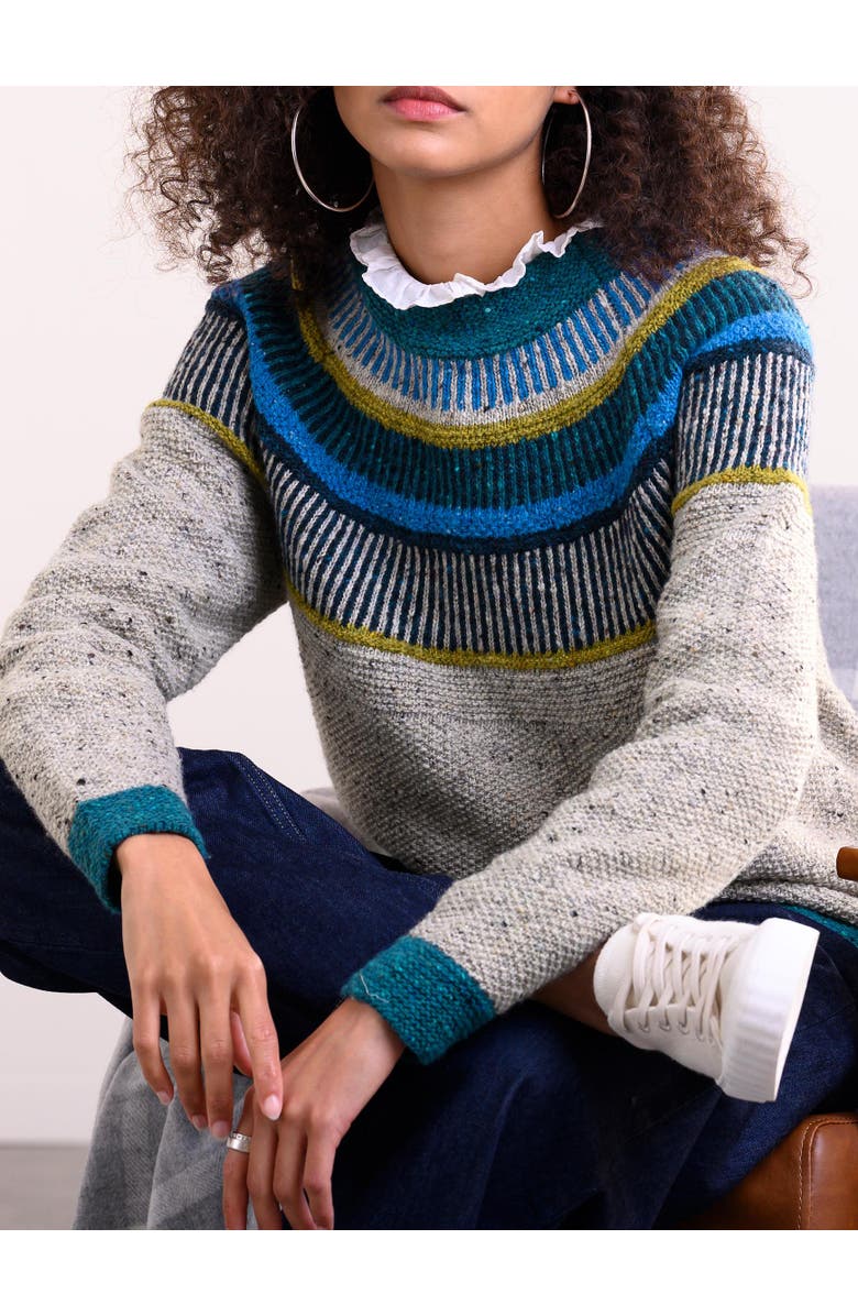 Celtic & Co. Statement Donegal Wool Sweater, Alternate, color, Oatmeal Fleck / Icelandic