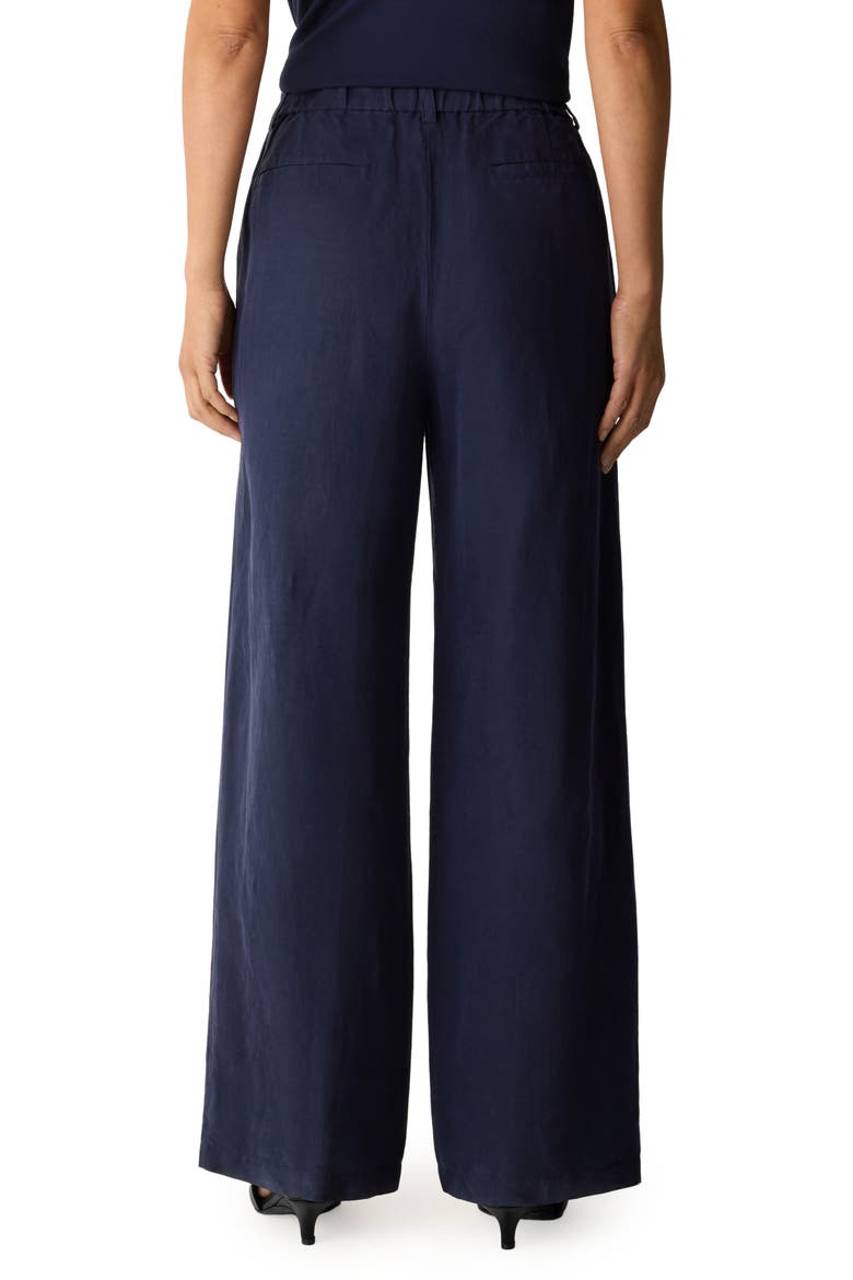 High Waist Organic Linen & Silk Wide Leg Pants, Alternate, color, INK