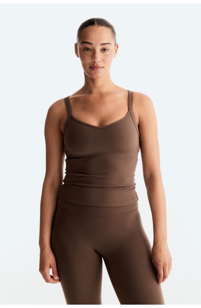 H&M Integral-bra Sports Top With Softmove, Alternate, color, Mocha