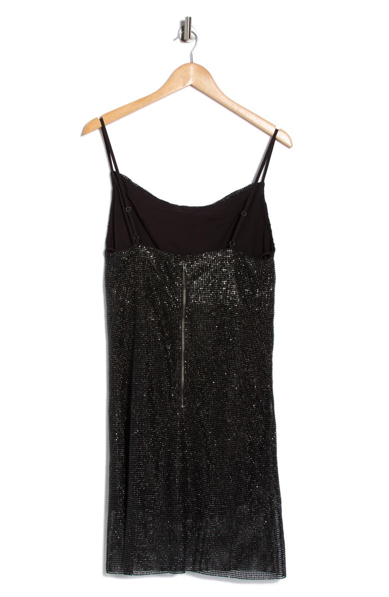 L'AGENCE Benson Crystal Chain Mail Mini Slipdress, Alternate, color, Gunmetal/ Black
