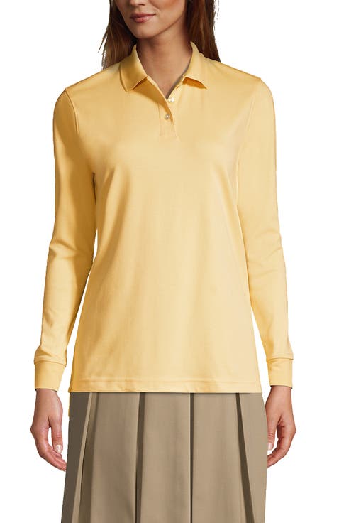 School Uniform  Long Sleeve Interlock Polo Shirt