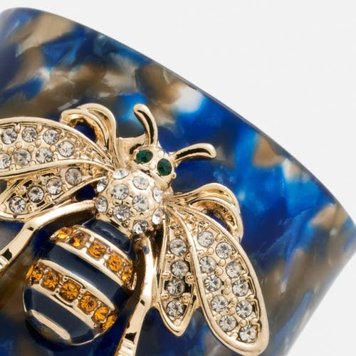 Joanna Buchanan Stripey Bee Resin Napkin Rings, Set Of Four In Blue