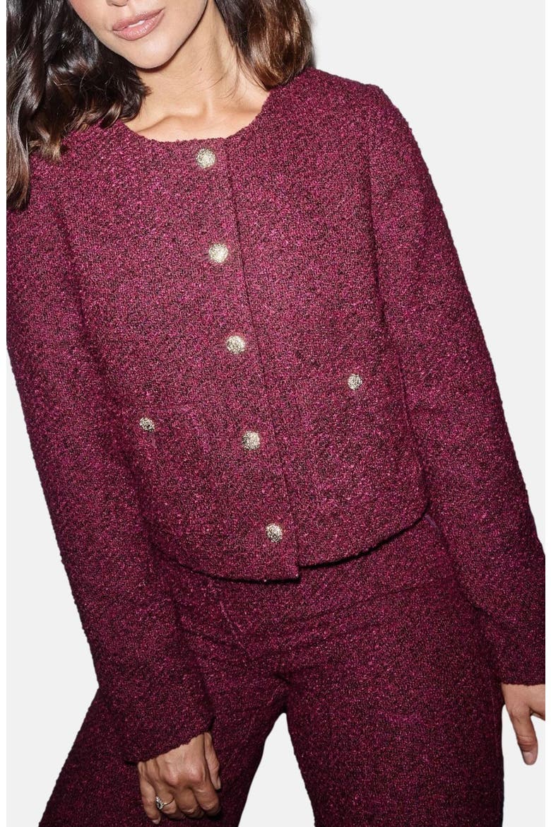 Boucle Crop Jacket, Main, color, RED