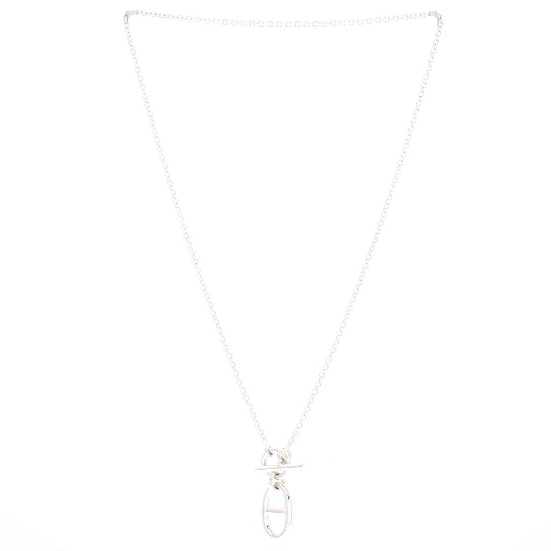 Pre-Owned Hermes Chaine d'Ancre Pendant Necklace Sterling Silver, Alternate, color, Silver