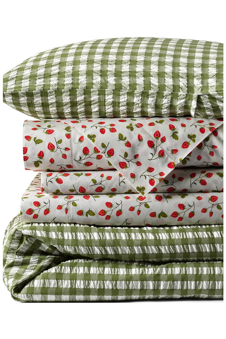 Cotton Seersucker Duvet Bed Cover, Main, color, Dried Basil Gingham