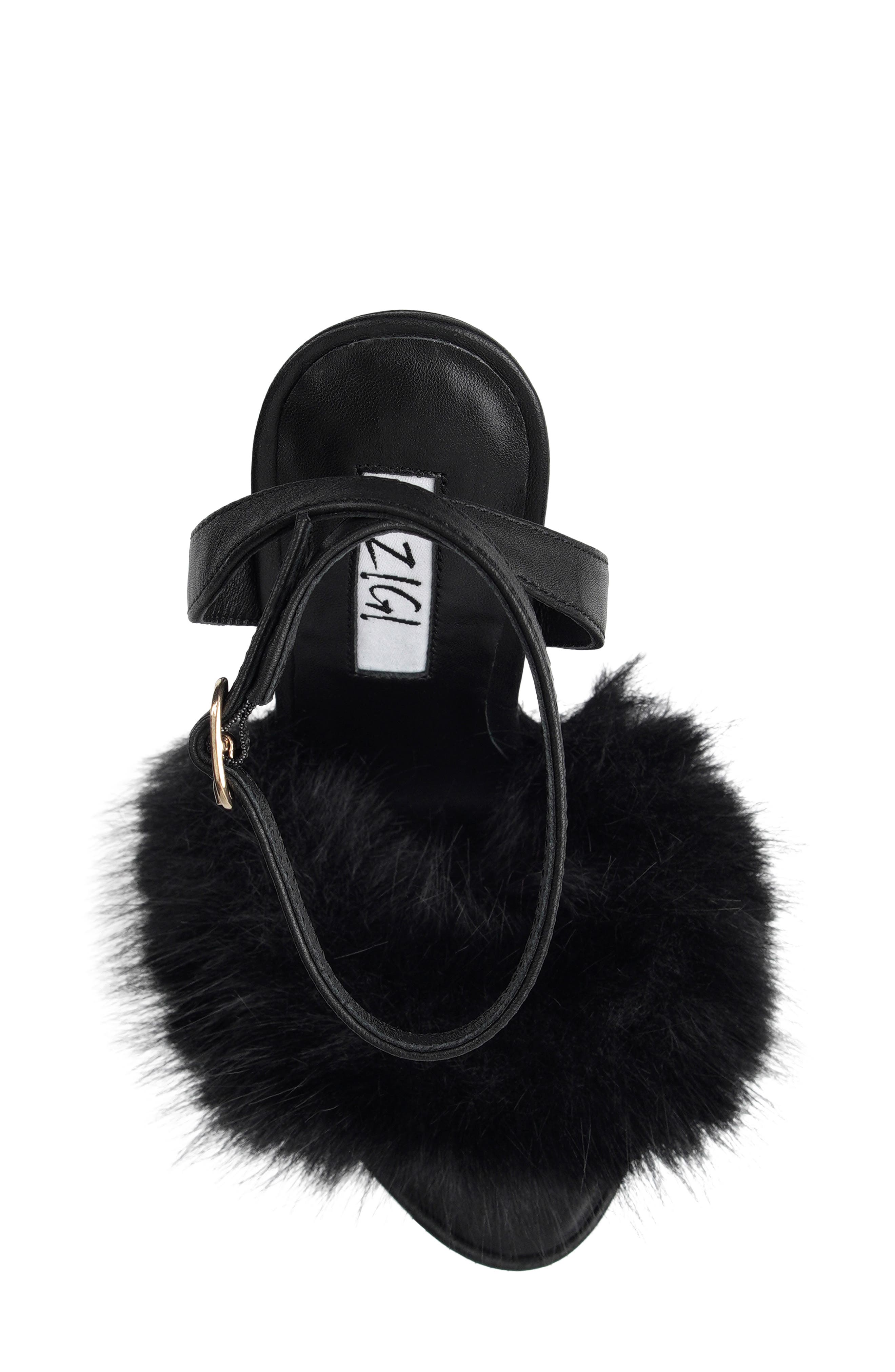 Travvy Faux Fur Platform Sandal, Alternate, color, BLACK