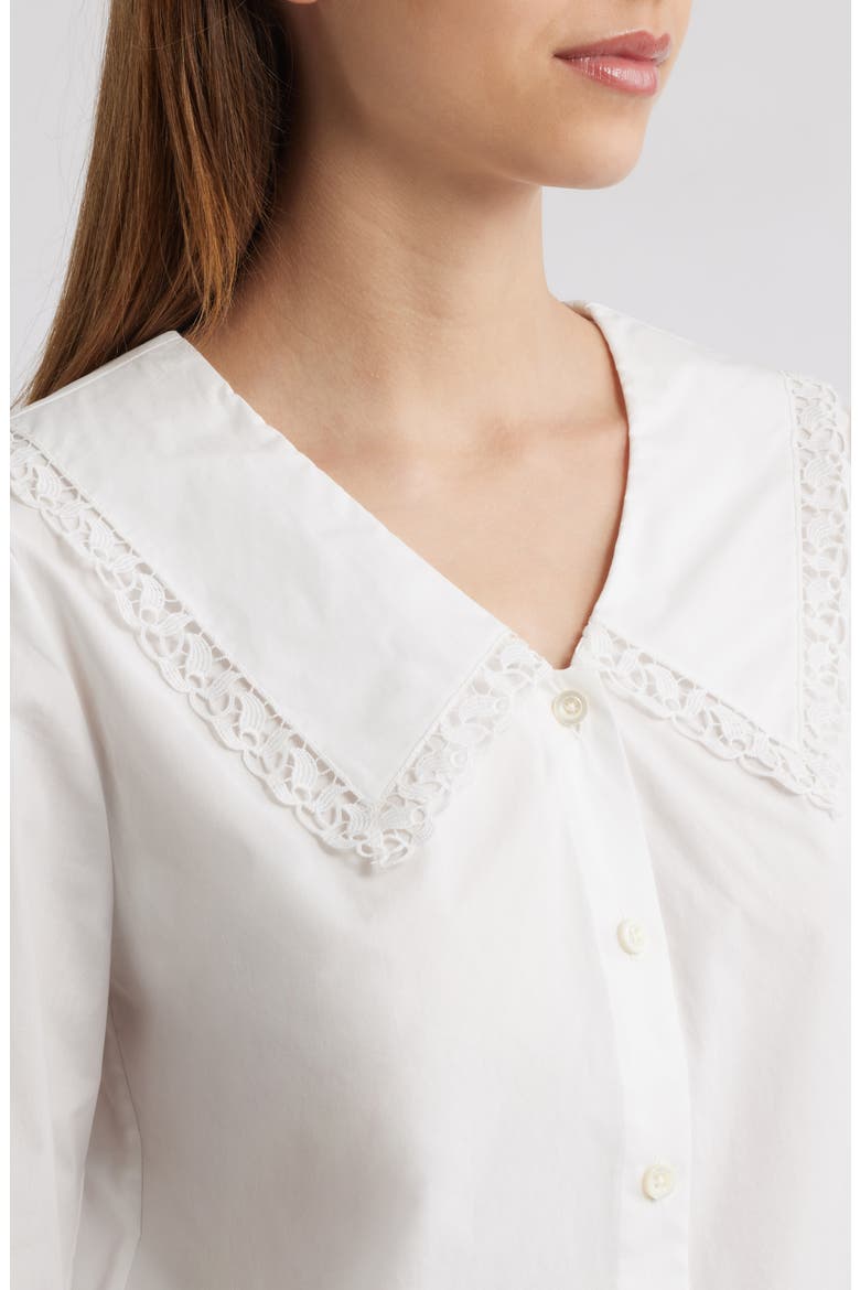 The Charm Sailor Collar Cotton Poplin Button-Up Shirt, Alternate, color, WHITE
