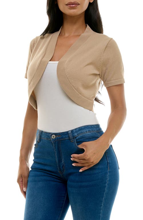 Nina Leonard Knit Bolero In Sandlewood